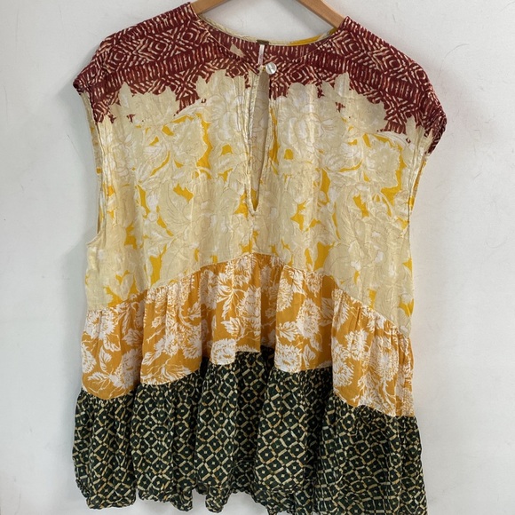 Free People Gotta Have You Boho Tunic Blouse (Marigold Combo Color), Size Large - Picture 6 of 11